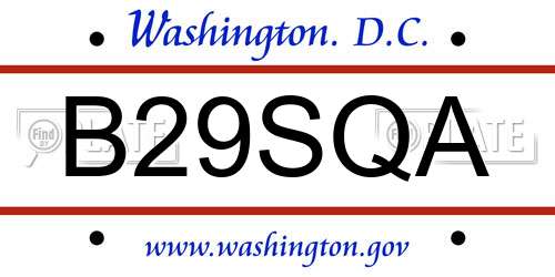 B29SQA District Of Columbia License Plate