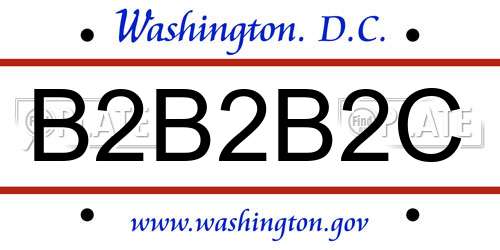 B2B2B2C District Of Columbia License Plate