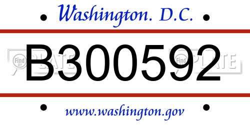 B300592 District Of Columbia License Plate