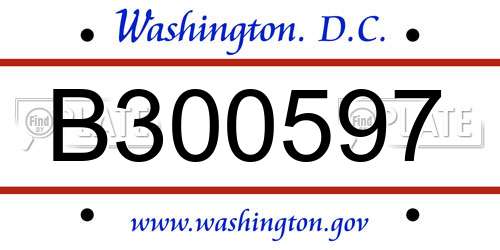 B300597 District Of Columbia License Plate