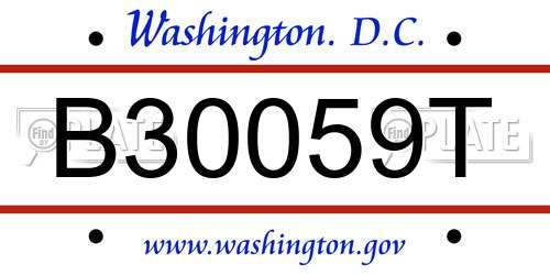B30059T District Of Columbia License Plate