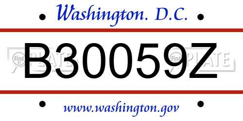 B30059Z District Of Columbia License Plate