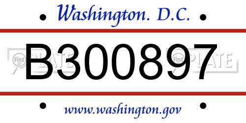 B300897 District Of Columbia License Plate