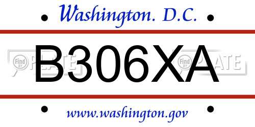 B306XA District Of Columbia License Plate