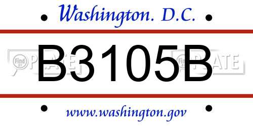 B3105B District Of Columbia License Plate