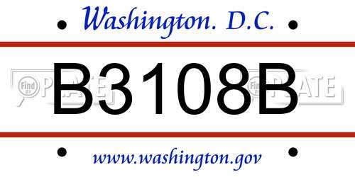 B3108B District Of Columbia License Plate