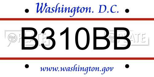 B310BB District Of Columbia License Plate