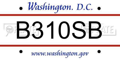 B310SB District Of Columbia License Plate