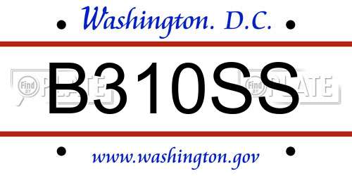 B310SS District Of Columbia License Plate
