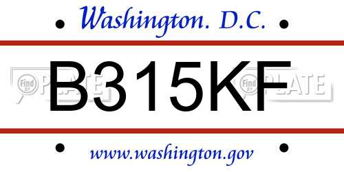 B315KF District Of Columbia License Plate