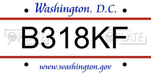B318KF District Of Columbia License Plate