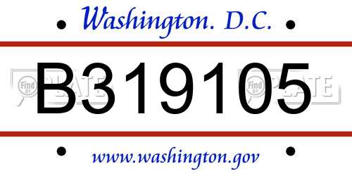 B319105 District Of Columbia License Plate