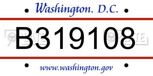B319108 District Of Columbia License Plate