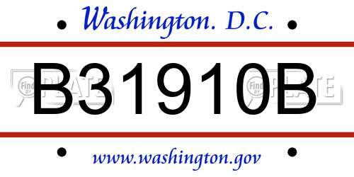 B31910B District Of Columbia License Plate