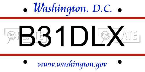 B31DLX District Of Columbia License Plate