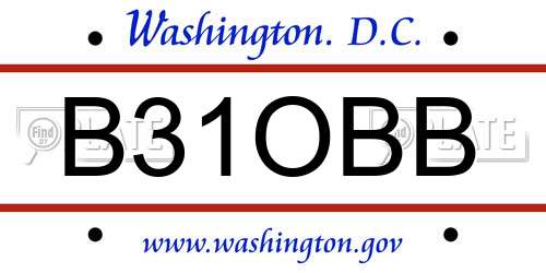 B31OBB District Of Columbia License Plate