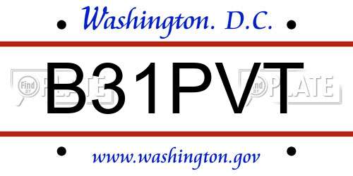 B31PVT District Of Columbia License Plate