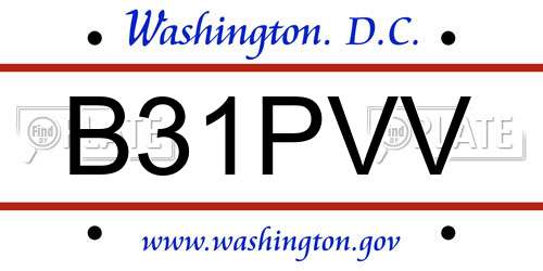B31PVV District Of Columbia License Plate