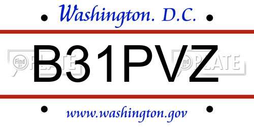 B31PVZ District Of Columbia License Plate