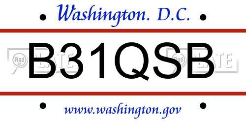 B31QSB District Of Columbia License Plate