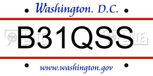 B31QSS District Of Columbia License Plate