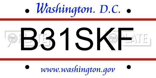 B31SKF District Of Columbia License Plate