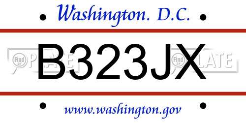 B323JX District Of Columbia License Plate