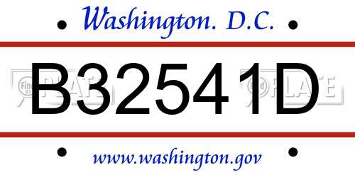 B32541D District Of Columbia License Plate