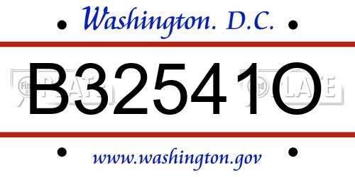 B32541O District Of Columbia License Plate