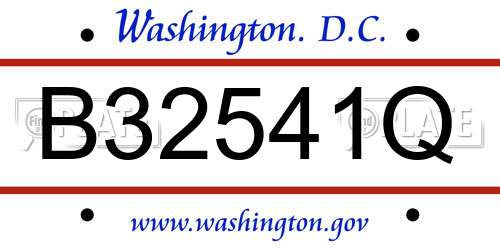 B32541Q District Of Columbia License Plate