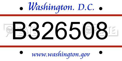 B326508 District Of Columbia License Plate