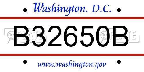 B32650B District Of Columbia License Plate