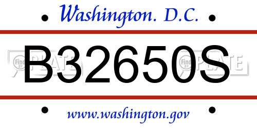 B32650S District Of Columbia License Plate