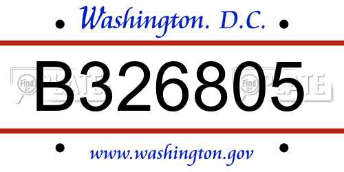 B326805 District Of Columbia License Plate