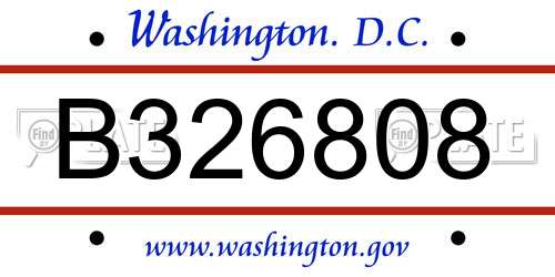 B326808 District Of Columbia License Plate