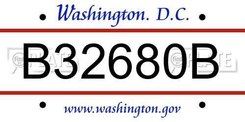 B32680B District Of Columbia License Plate