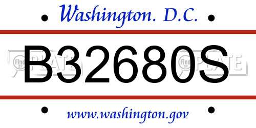 B32680S District Of Columbia License Plate