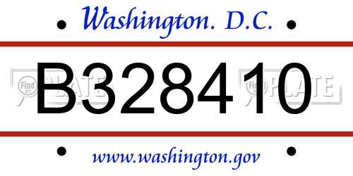 B328410 District Of Columbia License Plate