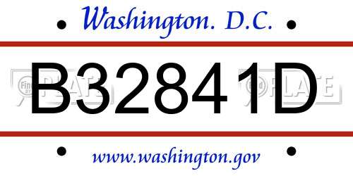 B32841D District Of Columbia License Plate