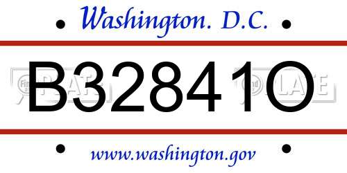 B32841O District Of Columbia License Plate
