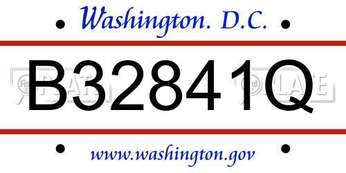 B32841Q District Of Columbia License Plate