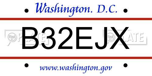 B32EJX District Of Columbia License Plate