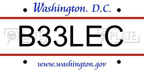B33LEC District Of Columbia License Plate