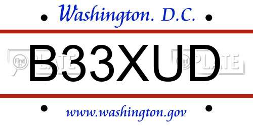 B33XUD District Of Columbia License Plate
