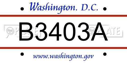 B3403A District Of Columbia License Plate