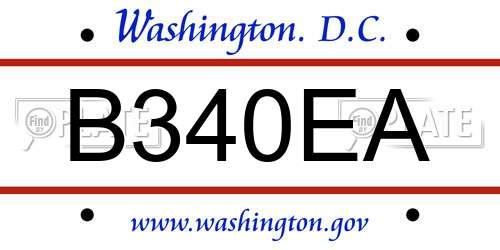 B340EA District Of Columbia License Plate