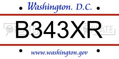 B343XR District Of Columbia License Plate
