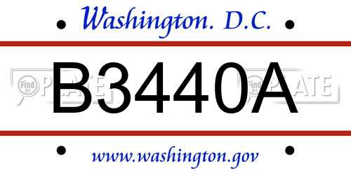 B3440A District Of Columbia License Plate