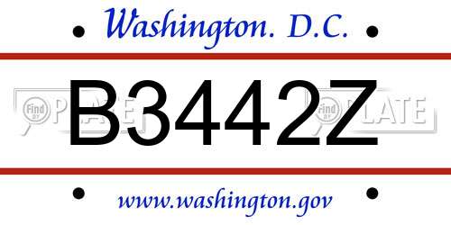 B3442Z District Of Columbia License Plate