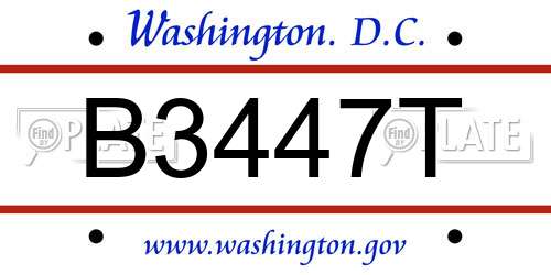 B3447T District Of Columbia License Plate